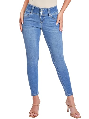 YMI Women's Sustainable Wannabettabutt Mid Rise Skinny Jeans, C08